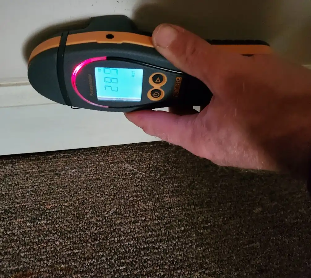 Moisture detection at baseboard during Sewage Cleanup & Sanitation in Lake Wisconsin